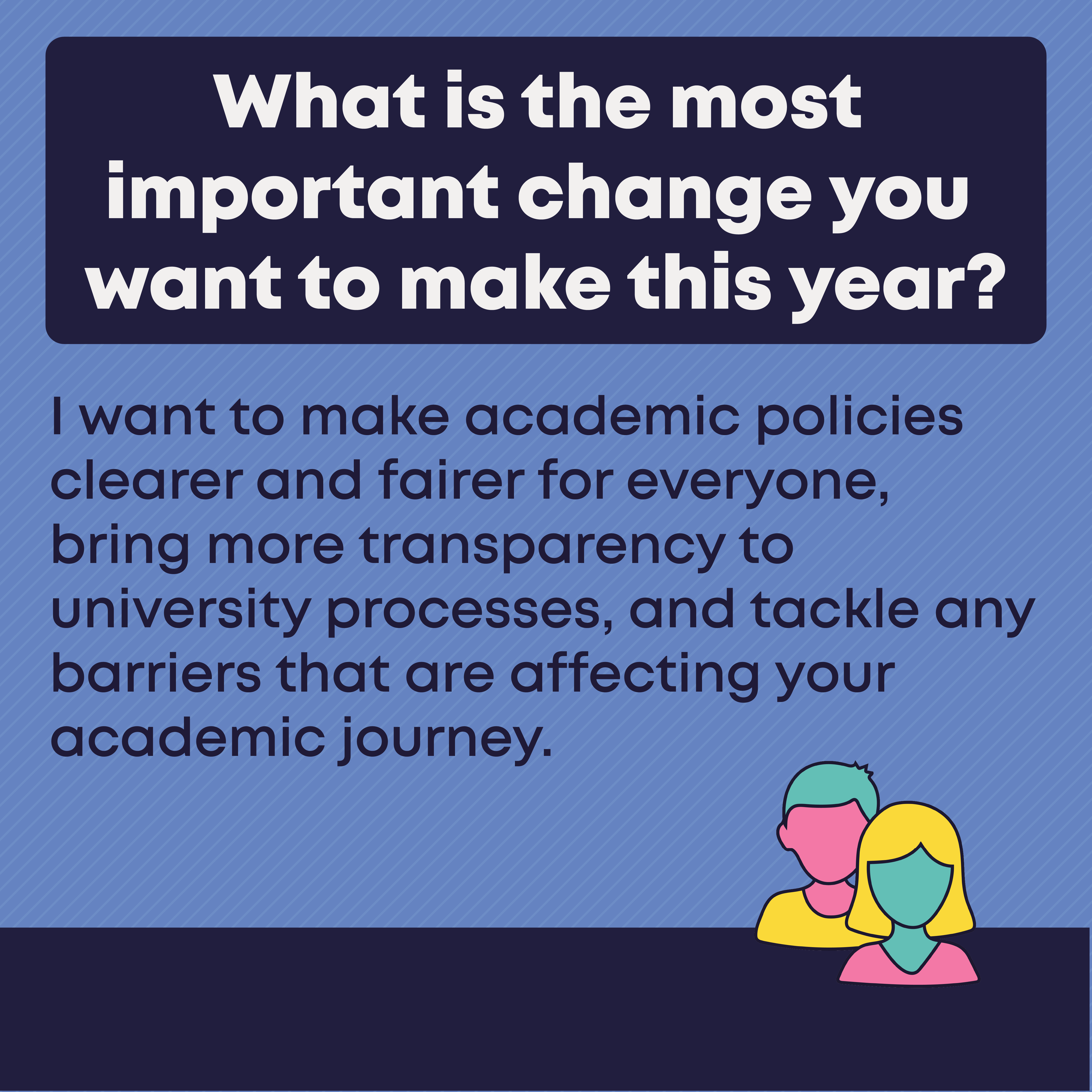 What is the most important change you want to make this year? Enhancing inclusivity and cultural awareness through cultural orientation events, adding cultural events to the student calendar, addressing accessibility gaps, and collaborating with Liberation PTO officers to celebrate significant events like LGBT+ Month, Black History Month, International Women's Day, and Disability Month.